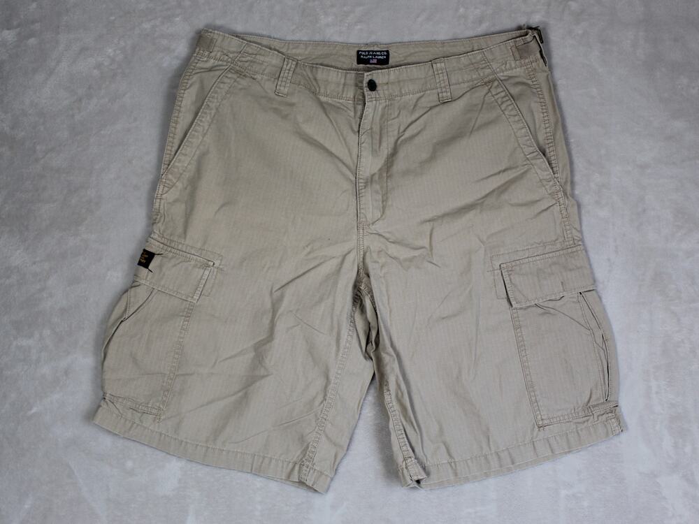 Polo Ralph Lauren Cargo Shorts Mens 38 Khaki Utility Y2K Skater Grunge Preppy